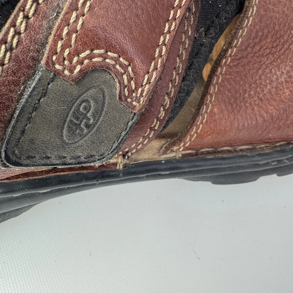 Hush Puppies Sandals Men 15 EW Brown Leather Gulf Fisherman Hook And Loop Strap